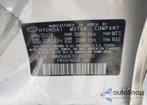 2014 Hyundai Elantra Se из США, поврежденный, VIN KMHDH4AEXEU107791